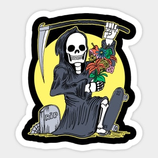 Death Holding a Flower Bouquet by Tobe Fonseca Sticker